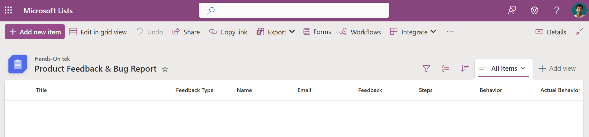 Microsoft Lists Forms