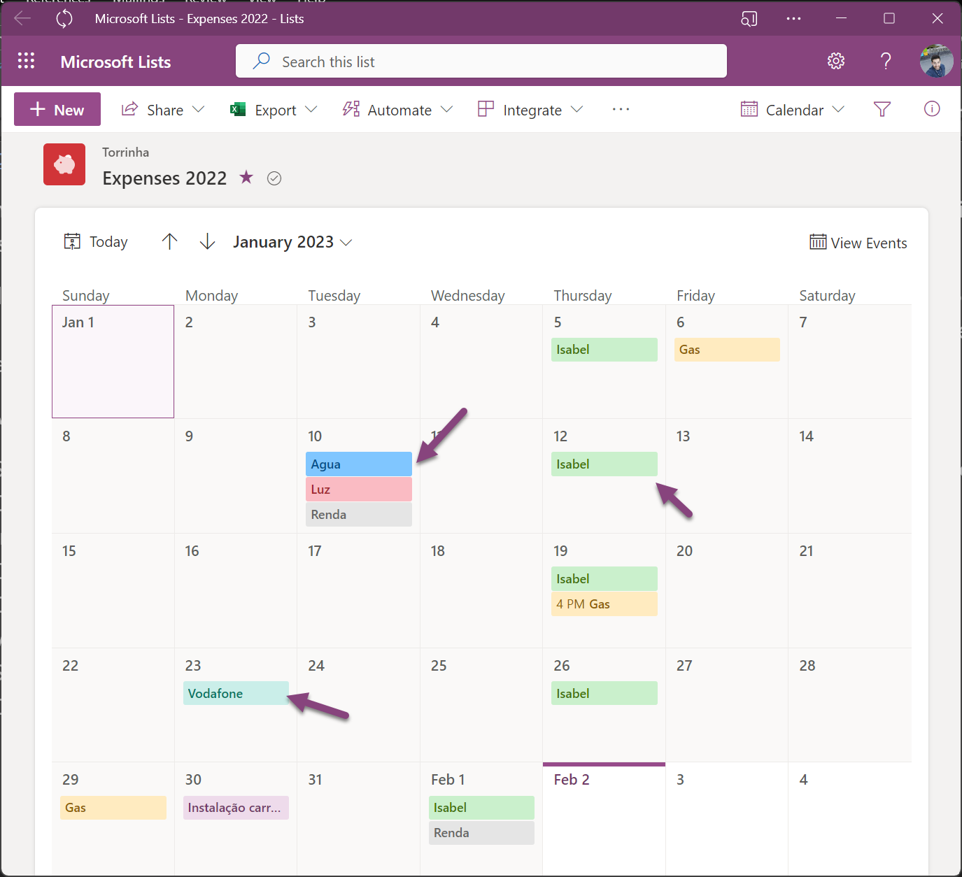 Format Microsoft Lists and SharePoint calendars
