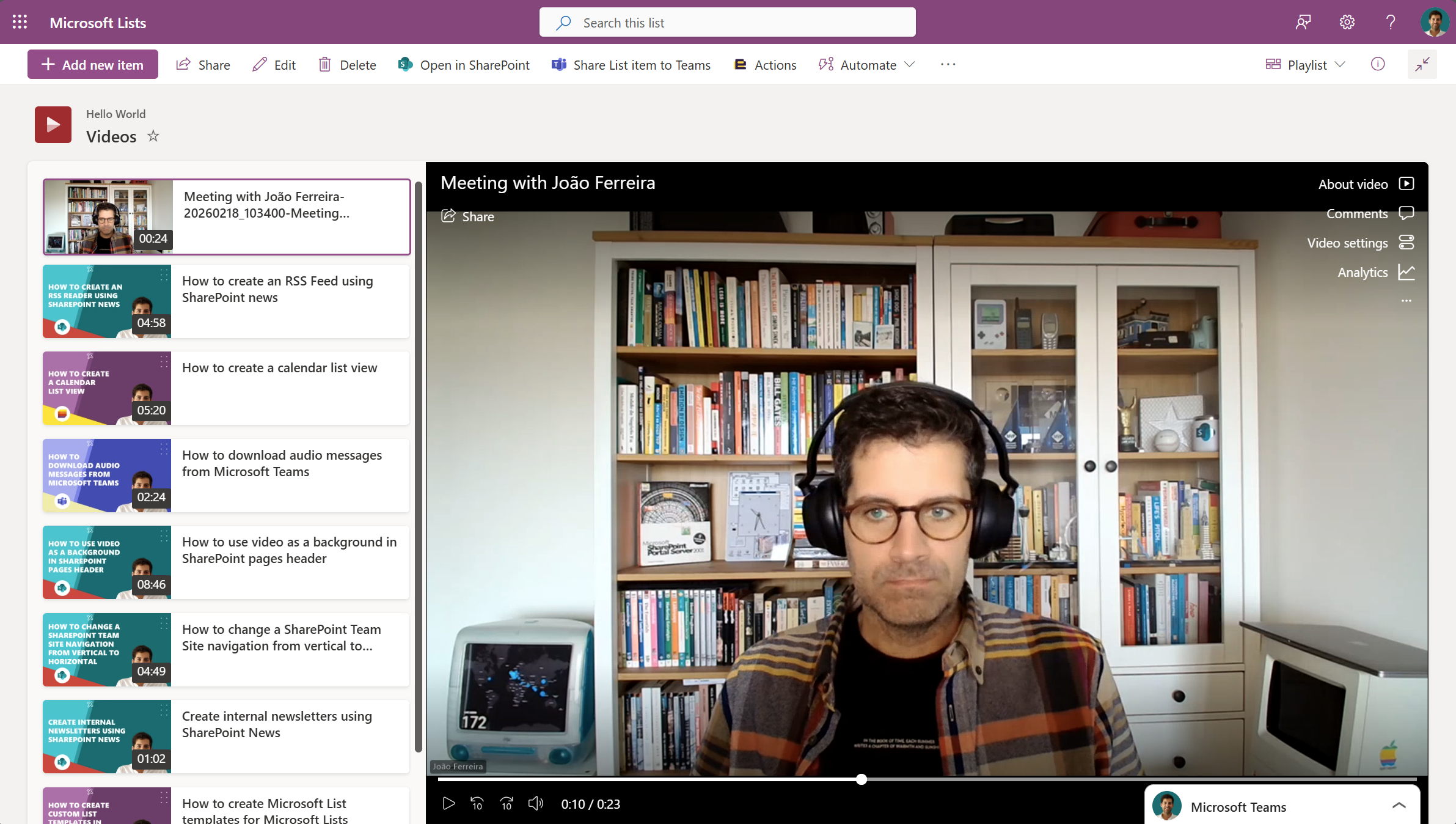 Microsoft Lists Playlists and Clipchamp