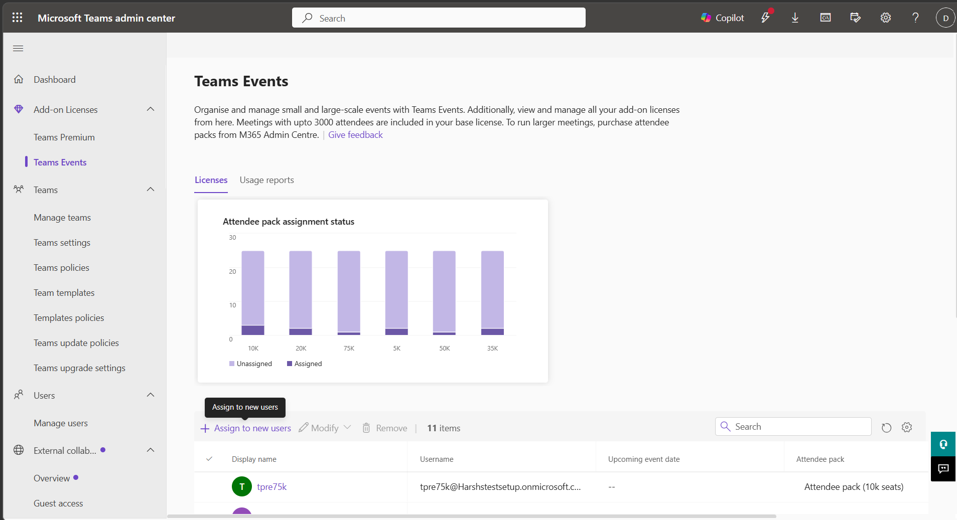 Microsoft Teams Events Attendee pack assignment experience.