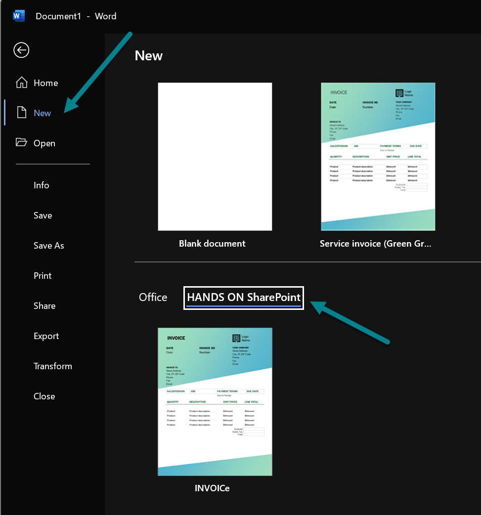 Office document templates