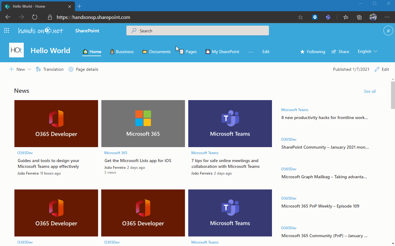 Embed a SharePoint page