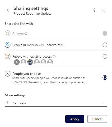 Share SharePoint pages and news posts individually