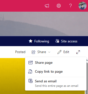 Share SharePoint pages and news posts individually