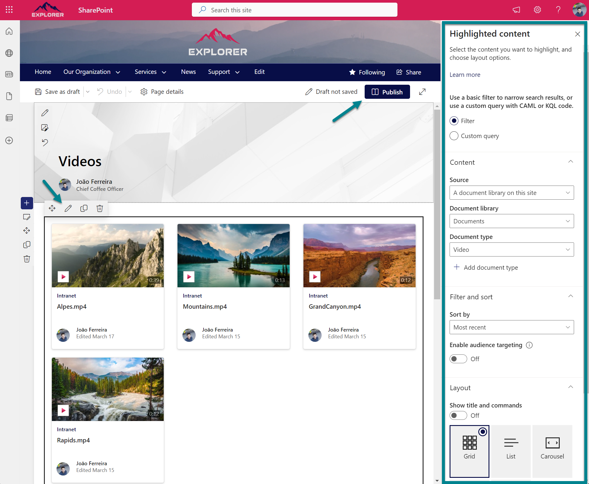 SharePoint video collections pages