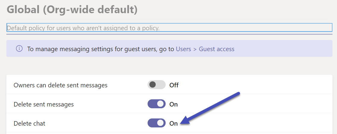 Enable/disable chat deletion in Microsoft Teams