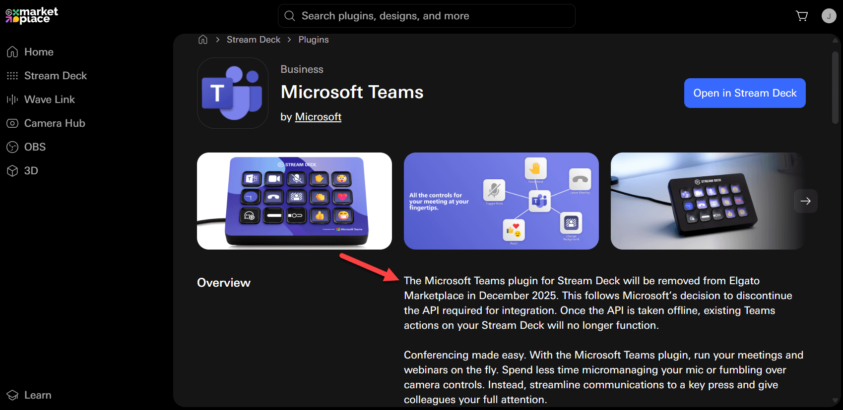 Elgato Stream Deck Microsoft Teams API deprecation