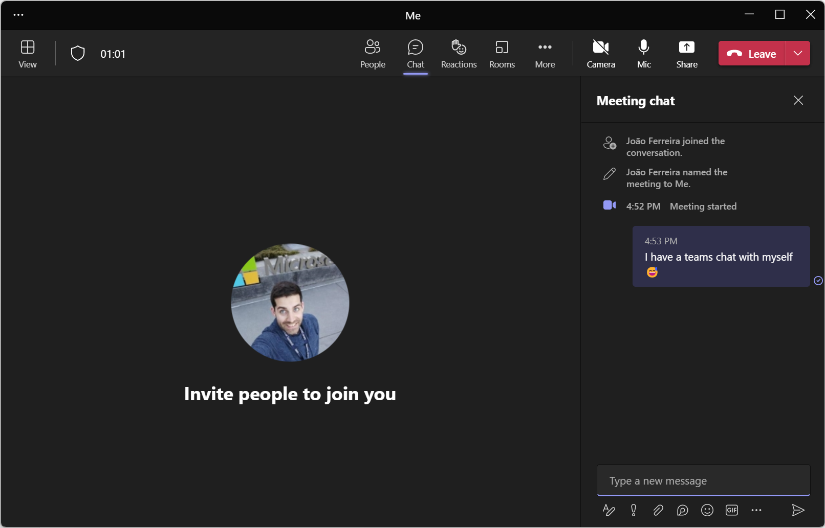 Create a self-chat in Microsoft Teams