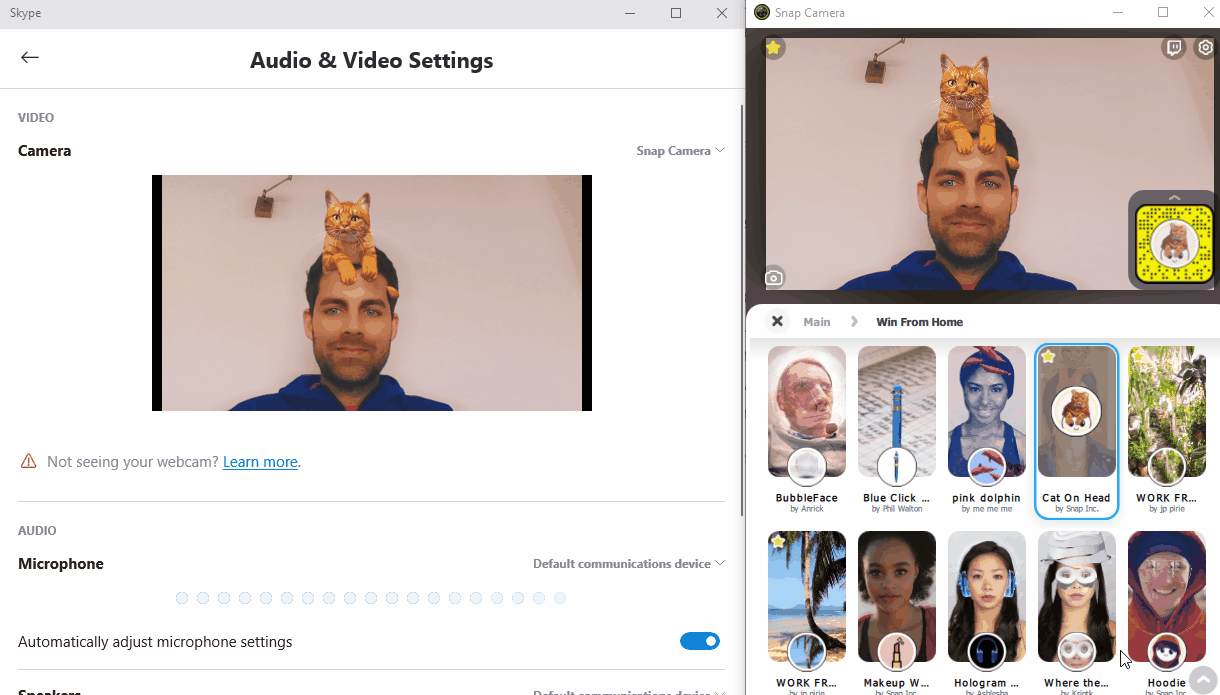 Snap Camera with Skype